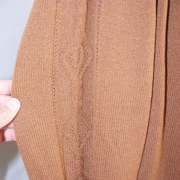 ST.JOHN SPORT Sweater, XL, Brown Knit, Long sleeve, Open front, Textured sleeve - Picture 4 of 14